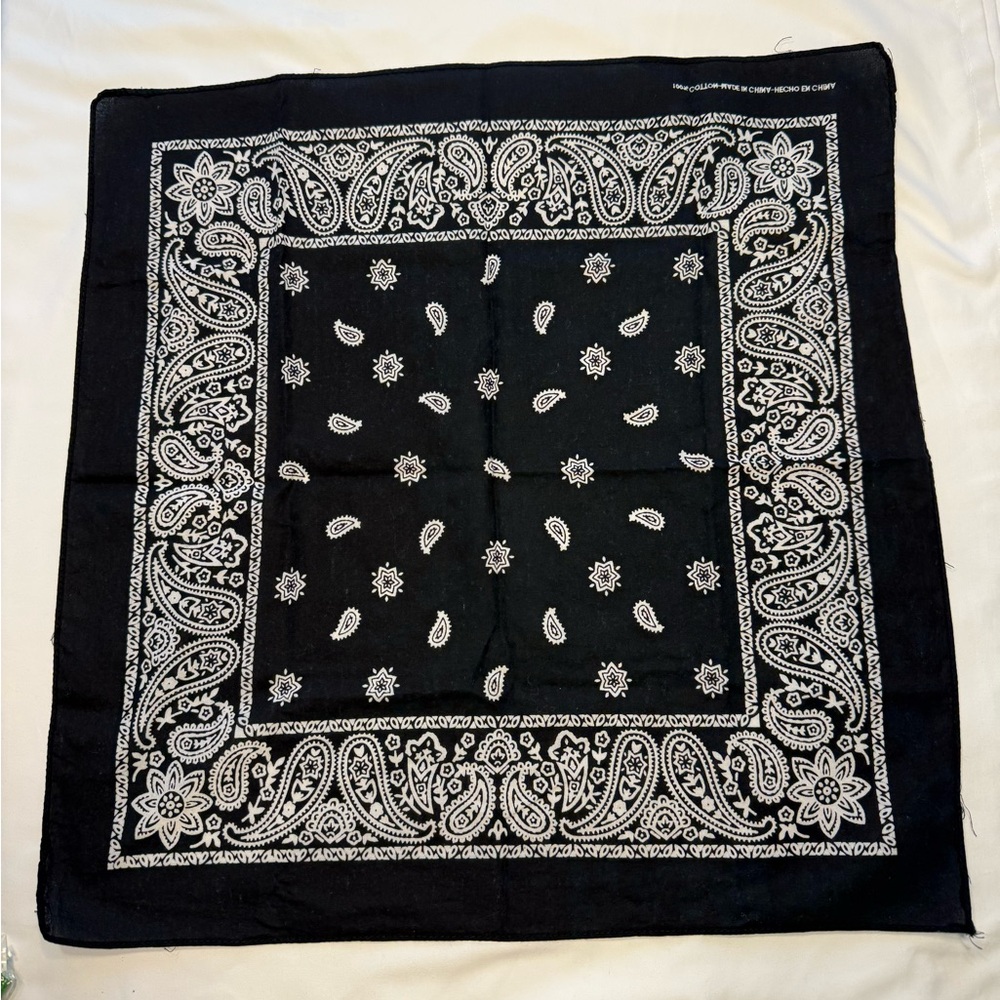 Black and White Paisley Bandana